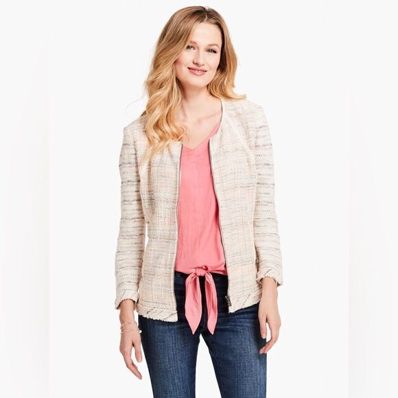 NIC+ZOE tweed jacket zip blazer petite Size S D29 - Picture 1 of 13